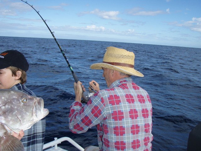 The old man getting stretched