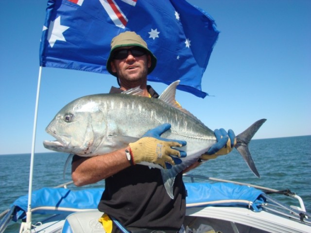 trev caught on popper in gin clear water and 20lb braid